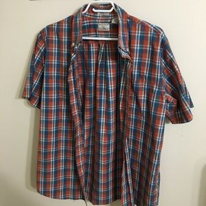 Orange and Blue Plaid Shirt - Short Sleeve
